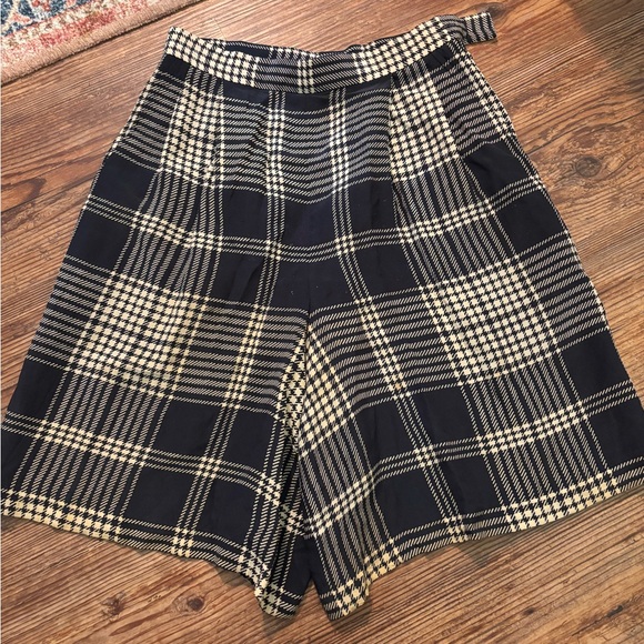 RARE Vintage Ralph Lauren Silk Plaid Wide Leg Shorts - Picture 1 of 5